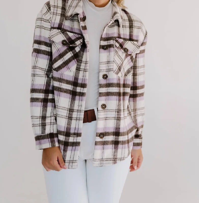 Customized Version Must Have Plaid Shacket In Lavender