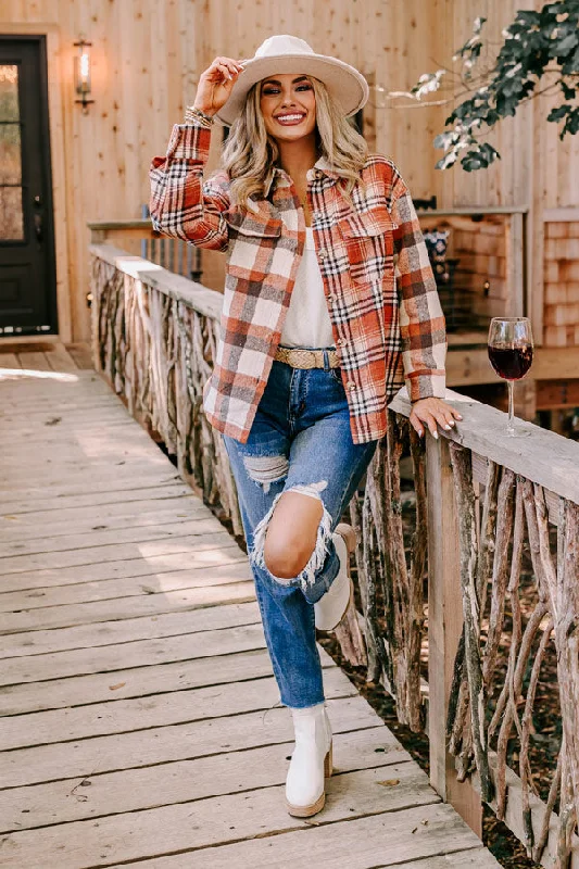 Comfortable Lounge Wear Nantucket Chill Plaid Jacket In Rust