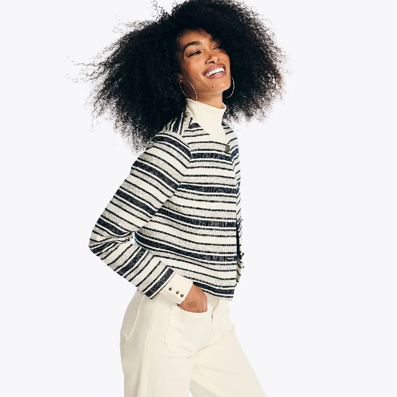 Minimal Classic Nautica Womens Striped Cropped Jacket