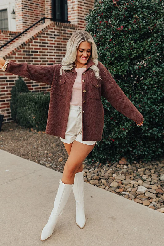 Retro Fashion Next One Up Knit Jacket In Chocolate