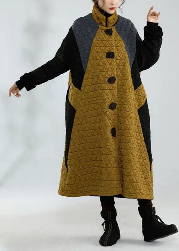 Classic Retro Plus Size Colorblock Stand Collar Oversized Patchwork Fine Cotton Filled Jackets Winter Classic Retro Plus Size Colorblock Stand Collar Oversized Patchwork Fine Cotton Filled Jackets Winter