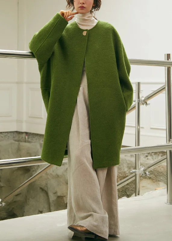 Weekend Style Plus Size Green Oversized Woolen Coat Winter