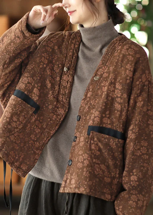 Cozy Fit Wear Plus Size Khaki Button Pockets Patchwork Cotton Coat Fall