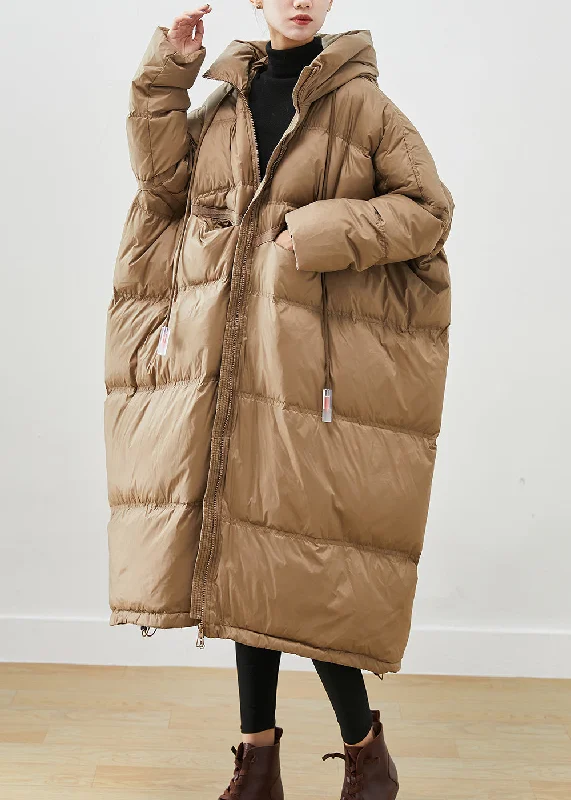 Stylish Wear Plus Size Khaki Oversized Drawstring Duck Down Winter Coats Winter