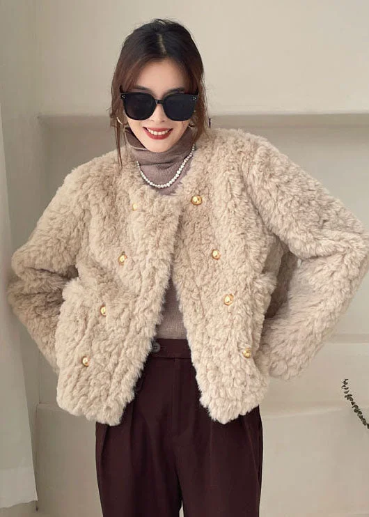 Girl Style Plus Size Khaki Pockets Faux Fur Winter Coats Winter