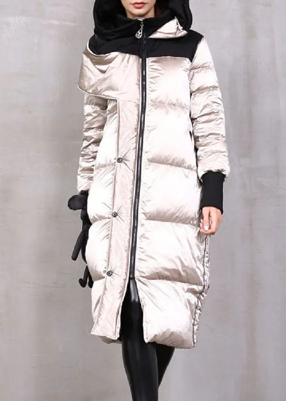 Playful Style Plus Size Khaki Zip Up Patchwork Duck Down Winter down coat