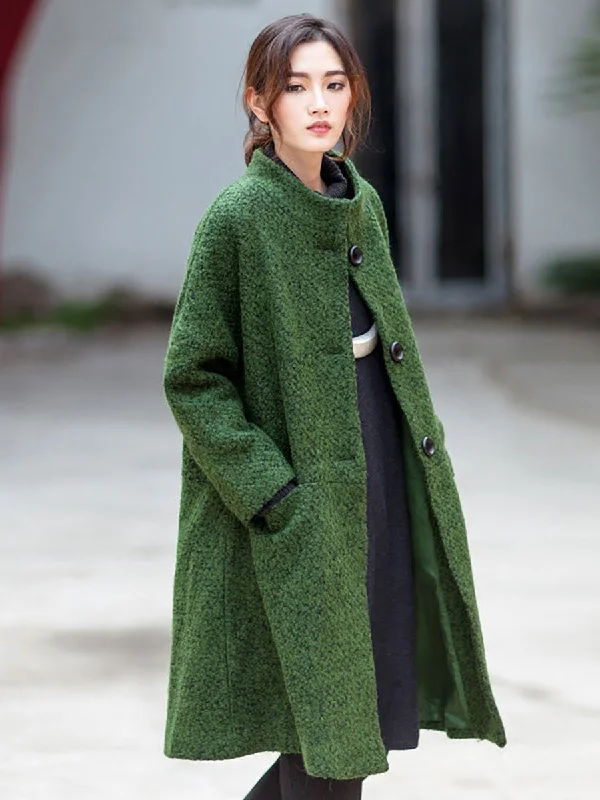 Trendy Items Plus Size Winter Green Stylish Casual Woolen Coat