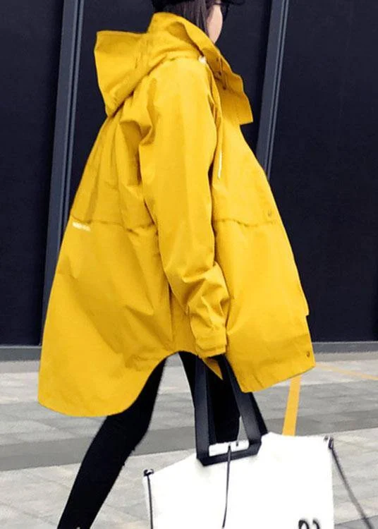 Street Charm Plus Size Yellow Casual Patchwork Pockets Fall Coats