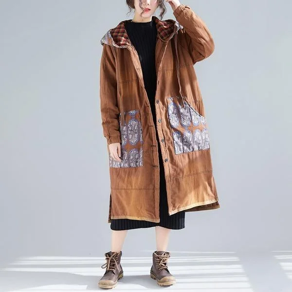 Personalized Design Print Floral Vintage Parkas For Women Warm Cloths Patchwork Hooded Coats Personalized Design Print Floral Vintage Parkas For Women Warm Cloths Patchwork Hooded Coats