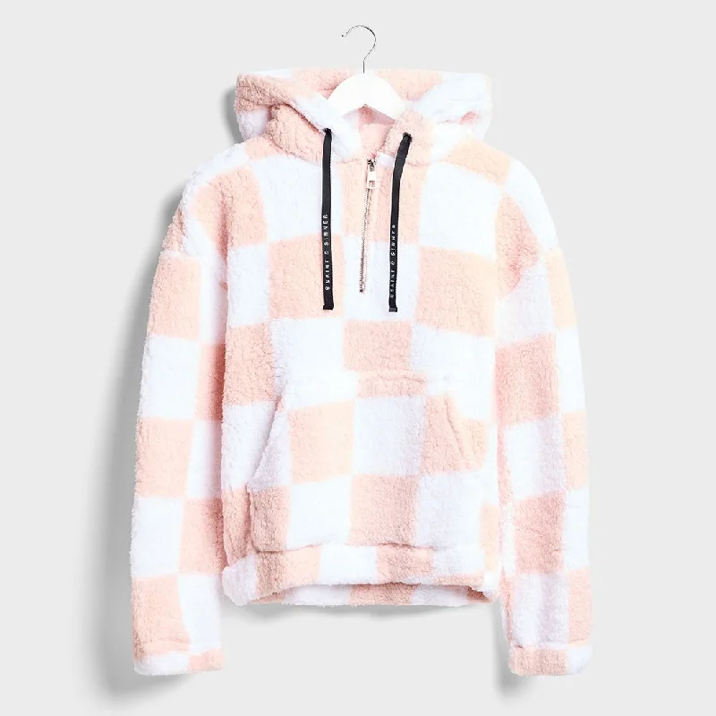 Elegant Temperament Saint and Sinner Ladies Checked Zip Fleece