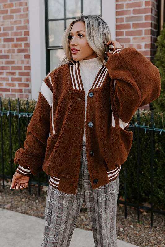 Beautiful Romance Sporty Weather Teddy Varsity Jacket