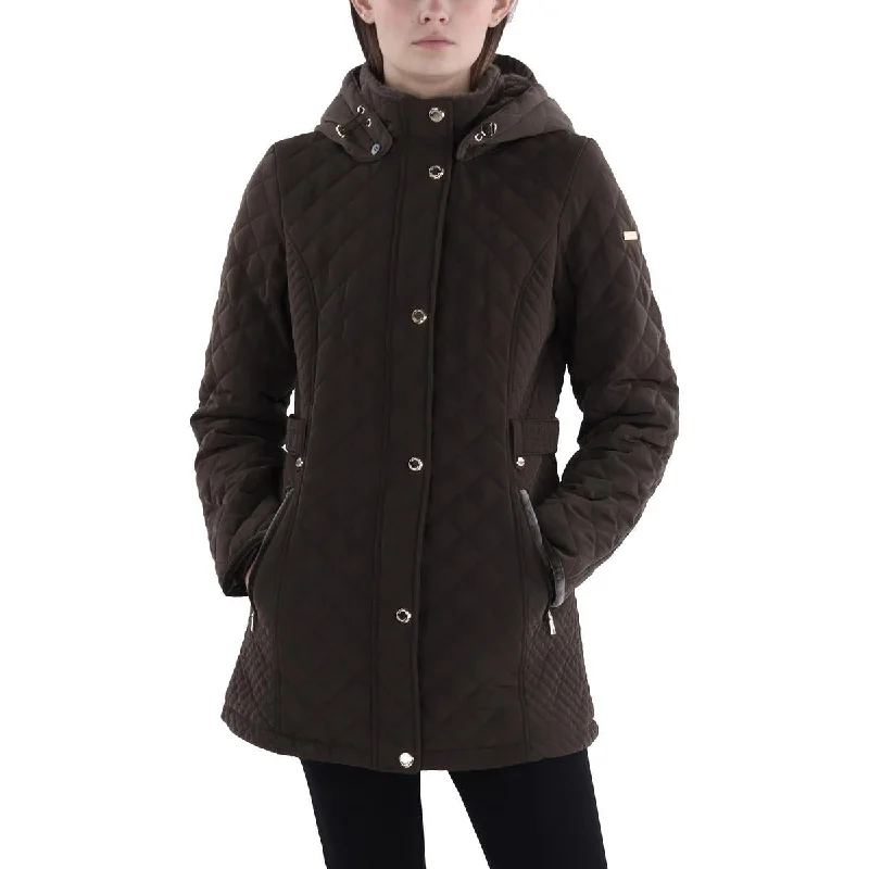 Relaxed Fit Wear Womens Faux Fur Hooded Quilted Coat