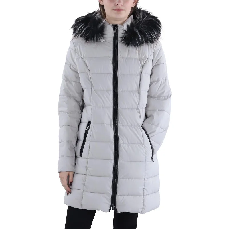 Fashion Must-have Womens Faux Fur Trim Hooded Puffer Jacket