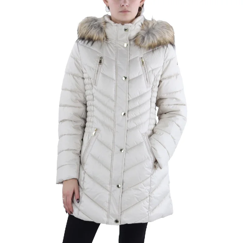 Comfortable Dresses Womens Faux Fur Trim Hooded Puffer Jacket