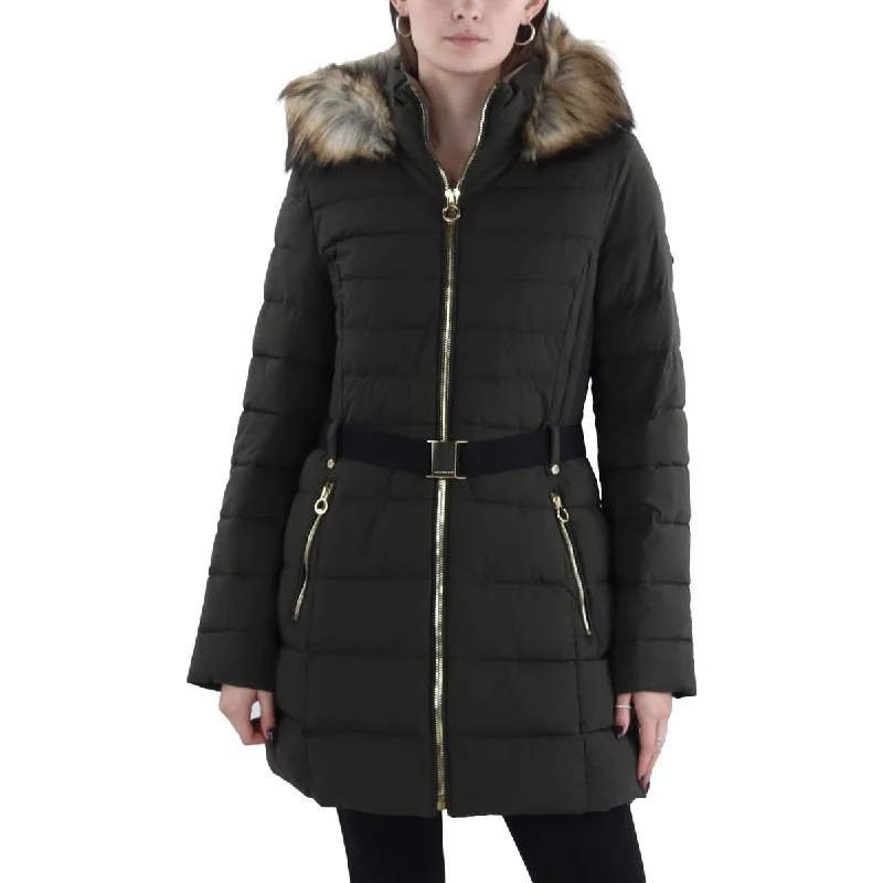 Light Comfort Womens Faux Fur Trim Hooded Puffer Jacket