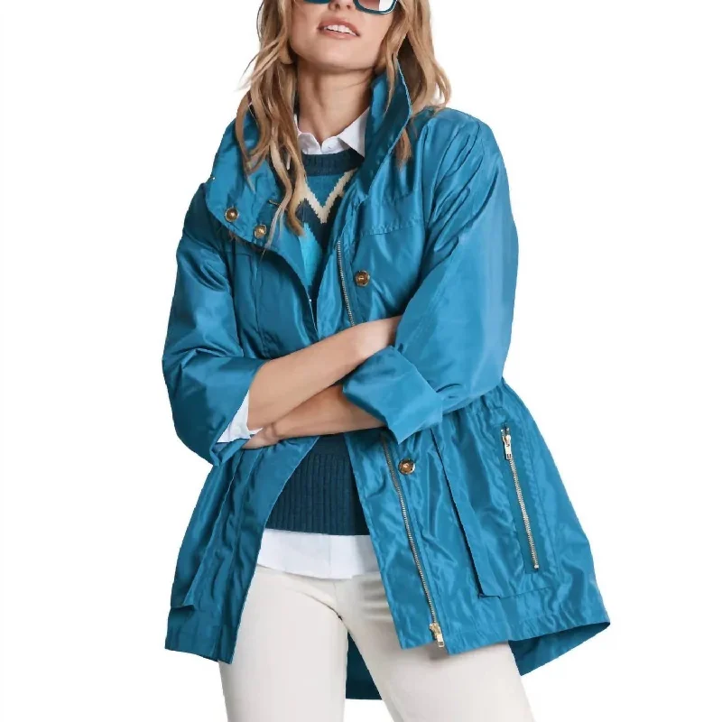 Bright Colors Women's Newport Rain Slicker In Aquamarine