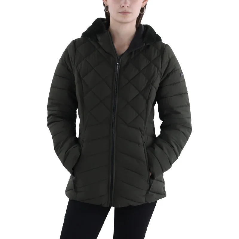 End Of The Year Womens Quilted Hooded Puffer Jacket