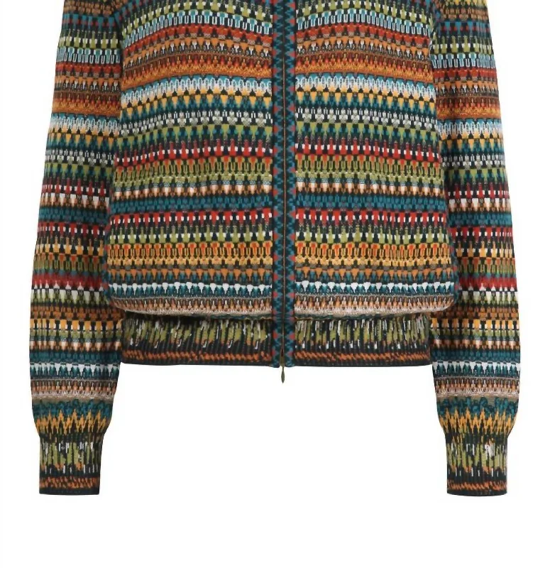Soft Tops Women's Striped Jacquard Jacket In Amazon Green