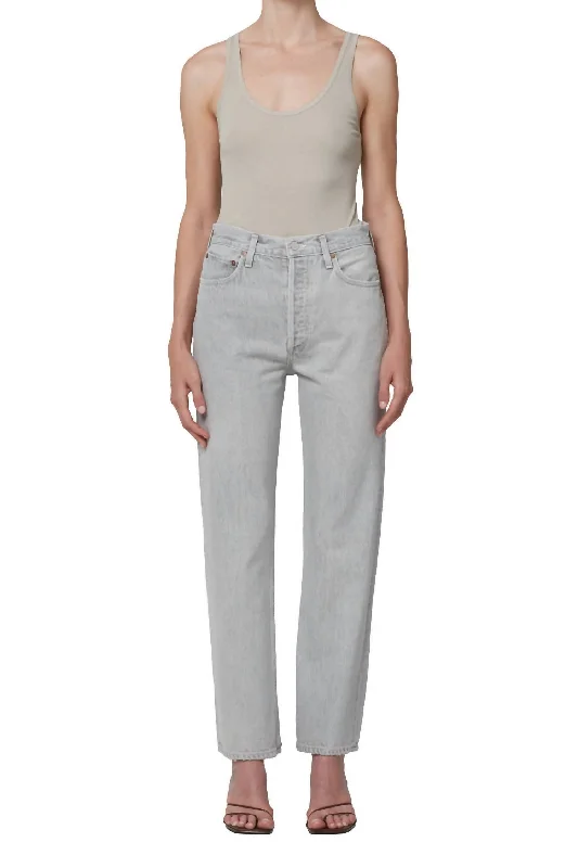 Comfortable Fashion Looks 90's Pinch Waist High Rise Jeans In Rain