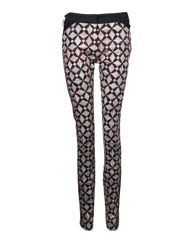 Embroidered Letters Balenciaga Geometric Printed Pants in Grey Cotton