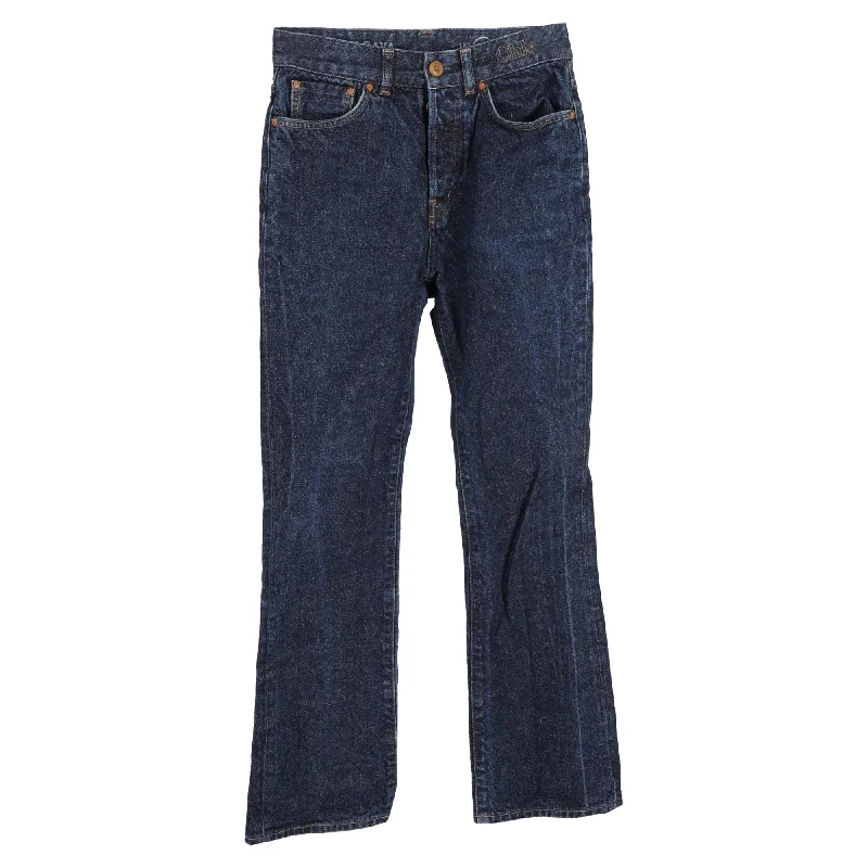 French Style Chloé High-Waisted Wide-Leg Jeans in Blue Cotton Denim