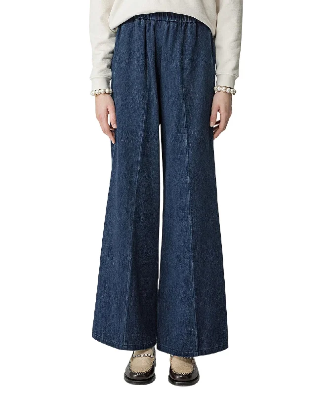 Elegant Design Denim Pants In Indaco