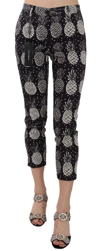 Soft Wear Dolce & Gabbana Chic  Pineapple Print Skinny Capri Women's Pants