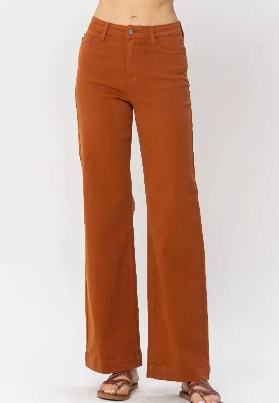 Cozy Sweaters High Waist Straight Jeans In Auburn Orange