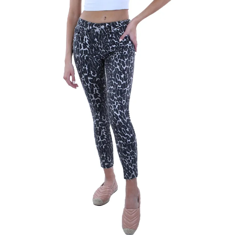 Retro Prints Jackie Womens Animal Print Skinny High-Waist Jeans