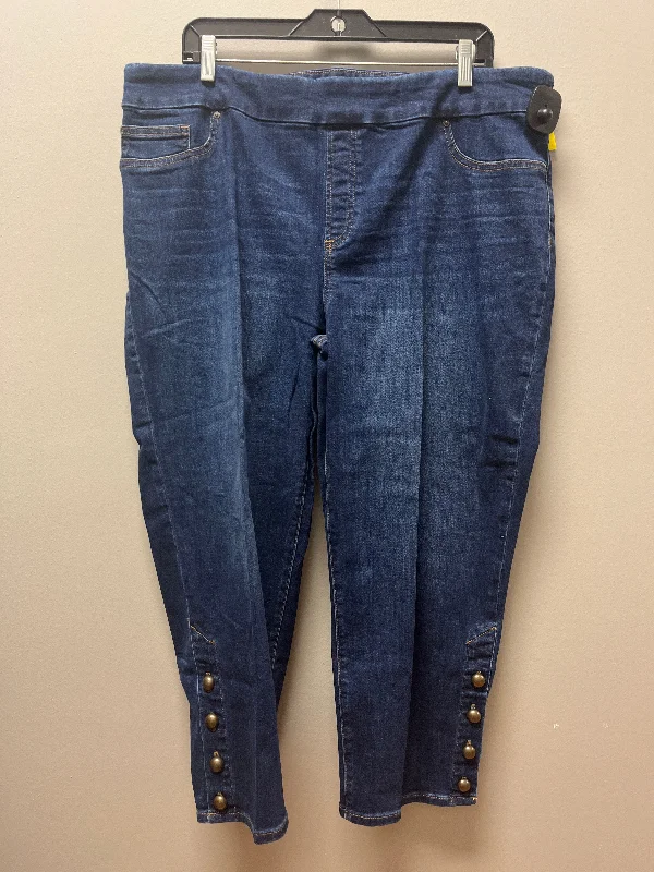 Light Comfort Jeans Cropped By Chicos In Blue Denim, Size: 18