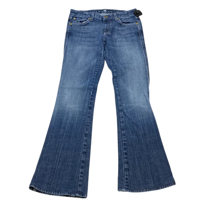 Trendy Layers Jeans Flared By 7 For All Mankind In Blue Denim, Size: 4
