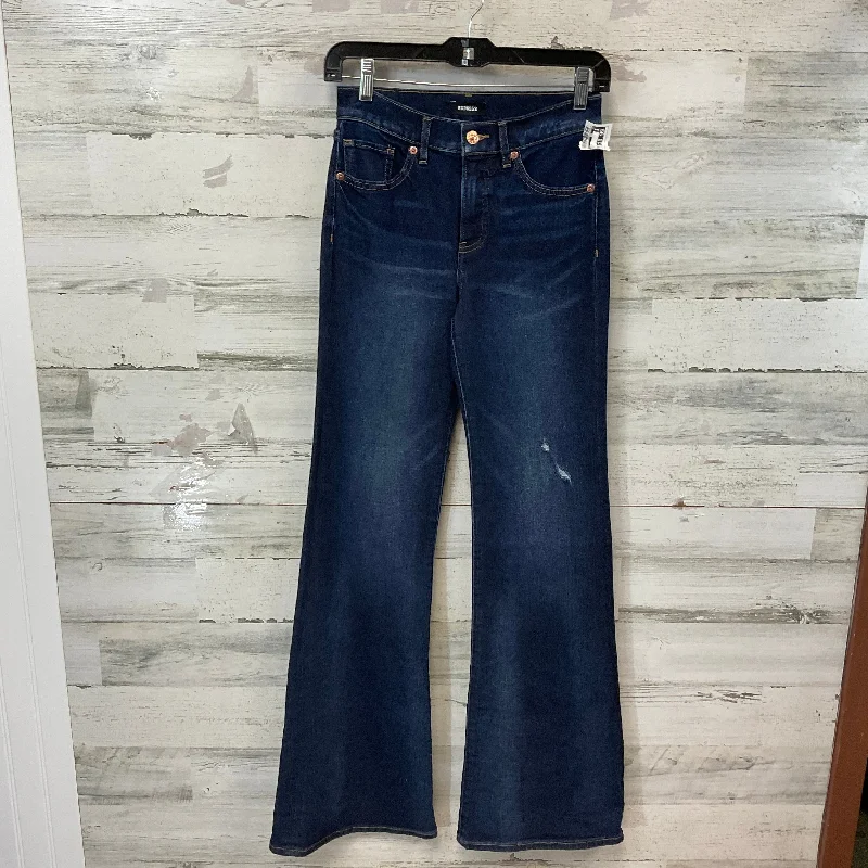 Eye-catching Personality Jeans Flared By Express In Blue Denim, Size: 00