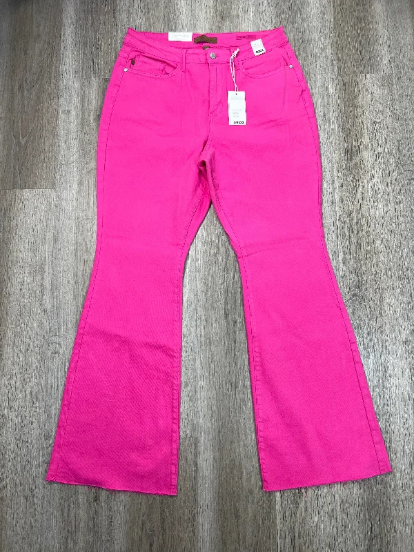 Design Trend Jeans Flared By Judy Blue In Pink Denim, Size: 16