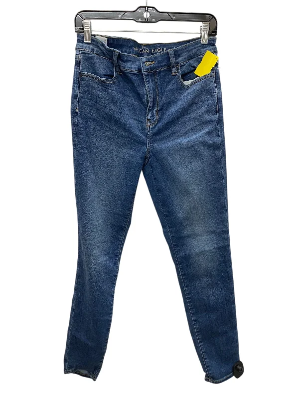 Easygoing Fashion Jeans Skinny By American Eagle In Blue Denim, Size: 10