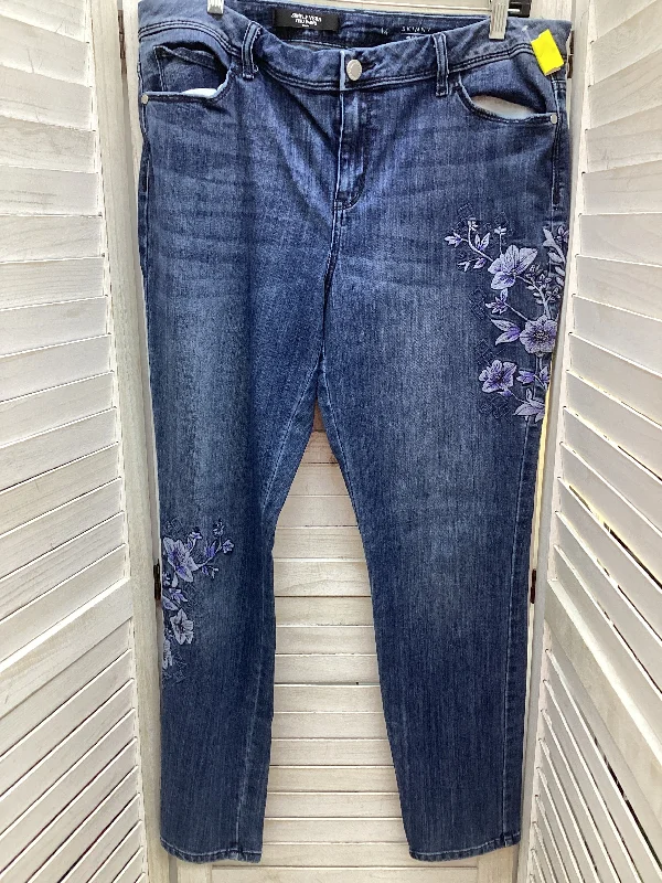 Sports Fashion Jeans Skinny By Simply Vera In Blue Denim, Size: 14
