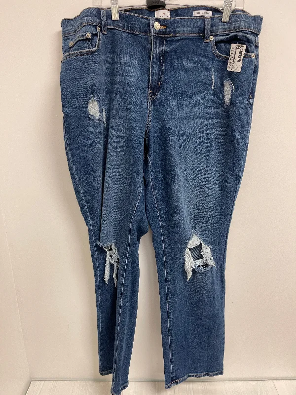 Soft Comfort Wear Jeans Straight By True Craft In Blue Denim, Size: 18
