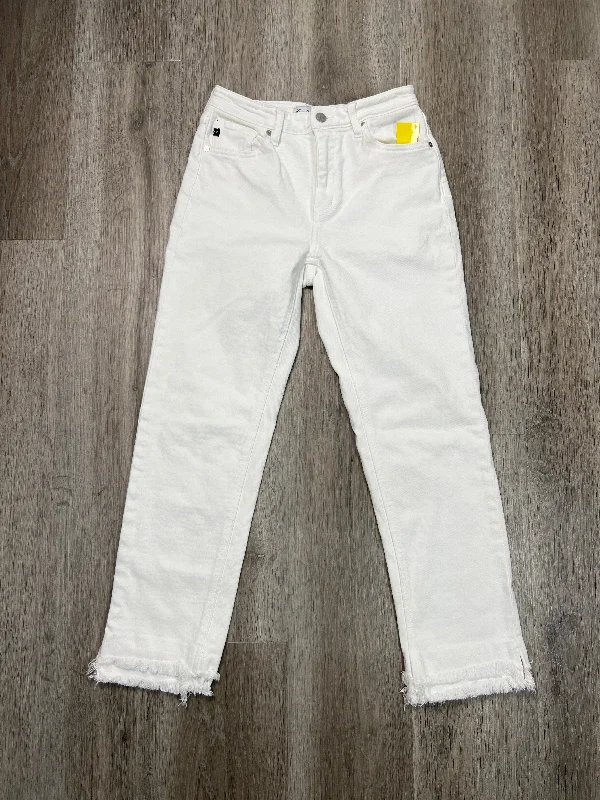Romantic Temperament Jeans Wide Leg By Kancan In White Denim, Size: 4
