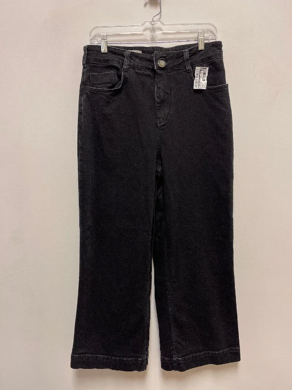 Elegant Comfort Jeans Wide Leg By Pilcro In Black Denim, Size: 8