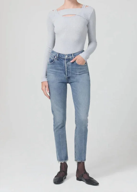 Ultra-lightweight Jolene High Rise Straight Jeans In Dimple