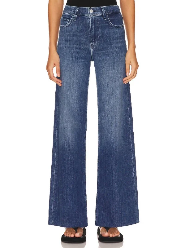 Short Design Le Slim Palazzo Raw Fray Jeans In Mermaid