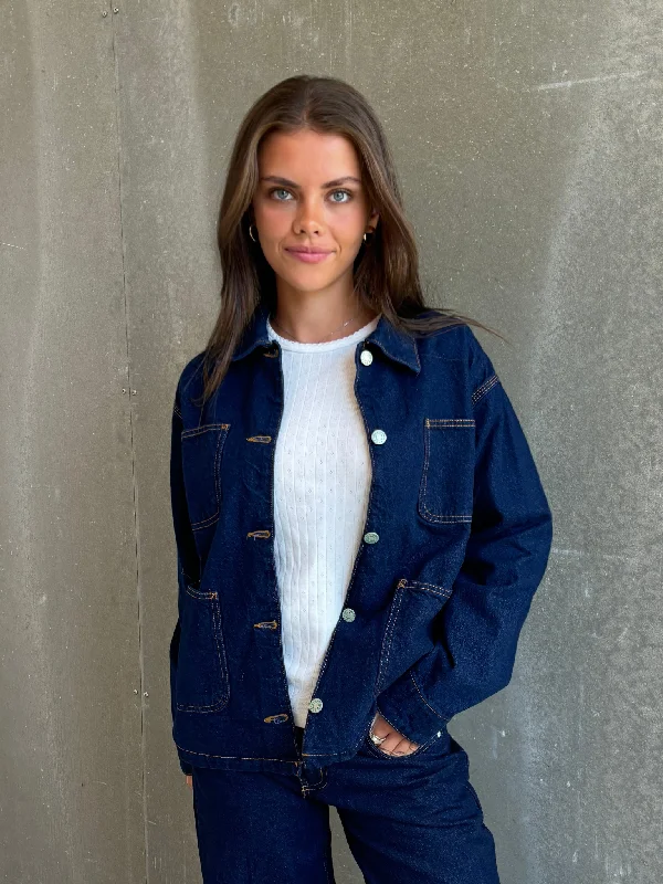 Trendy Layers LOUISE DENIM JAKKE - DARK BLUE