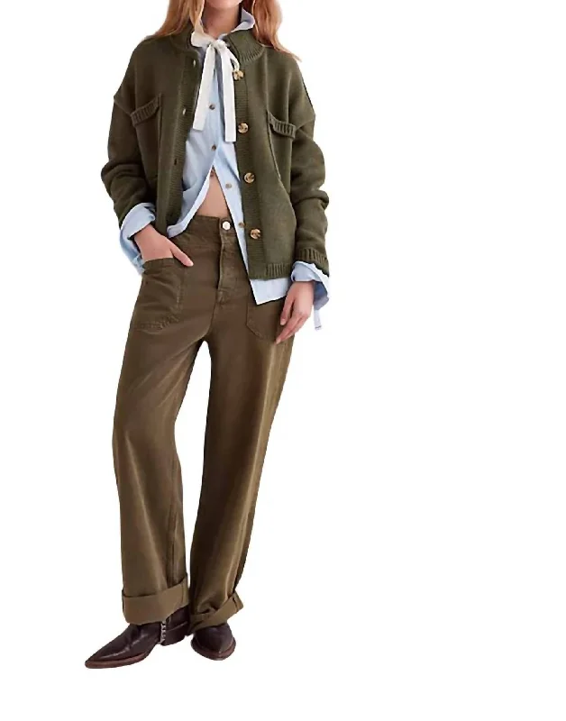 Quality Tailoring Palmer Cuffed Jeans In Greenery