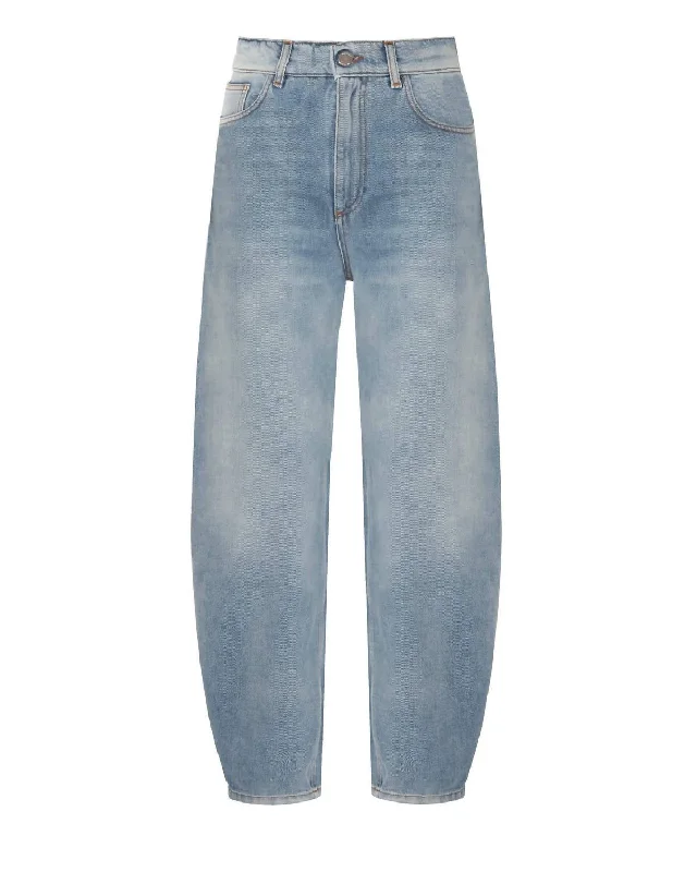 Floral Prints Women's Barrel Jeans In Hyperwashed