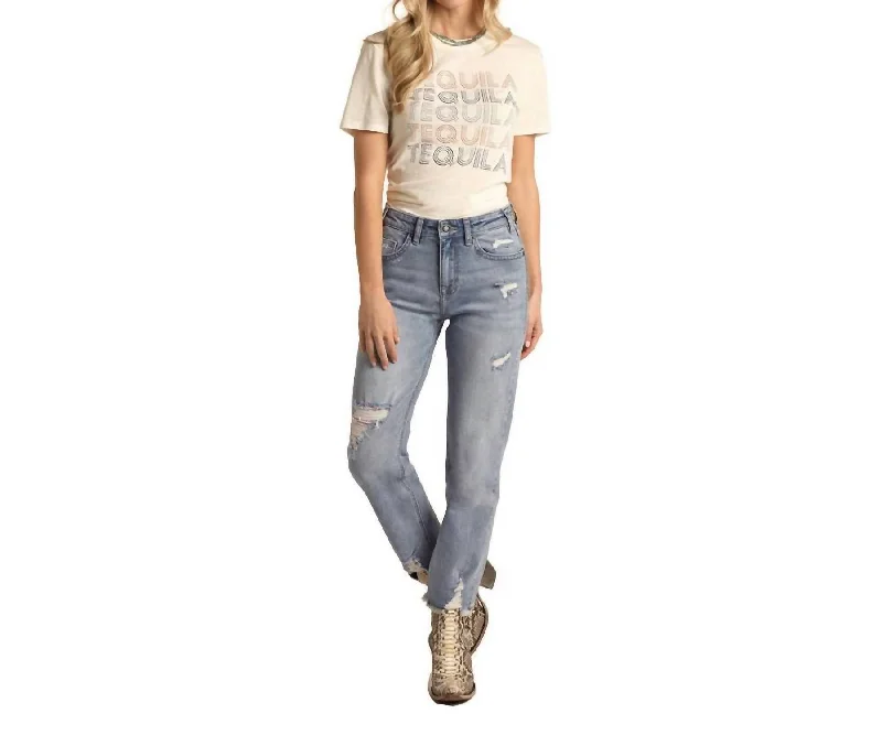 Daily Comfort Women's High Rise Cropped Jeans In Light Wash