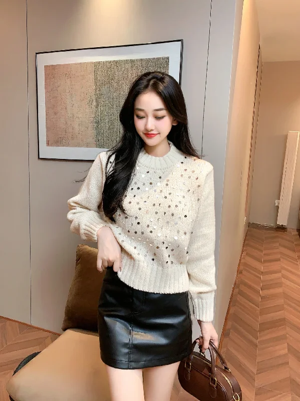 Free Design Adele Statement Woolen Sweater with Sequin Detail