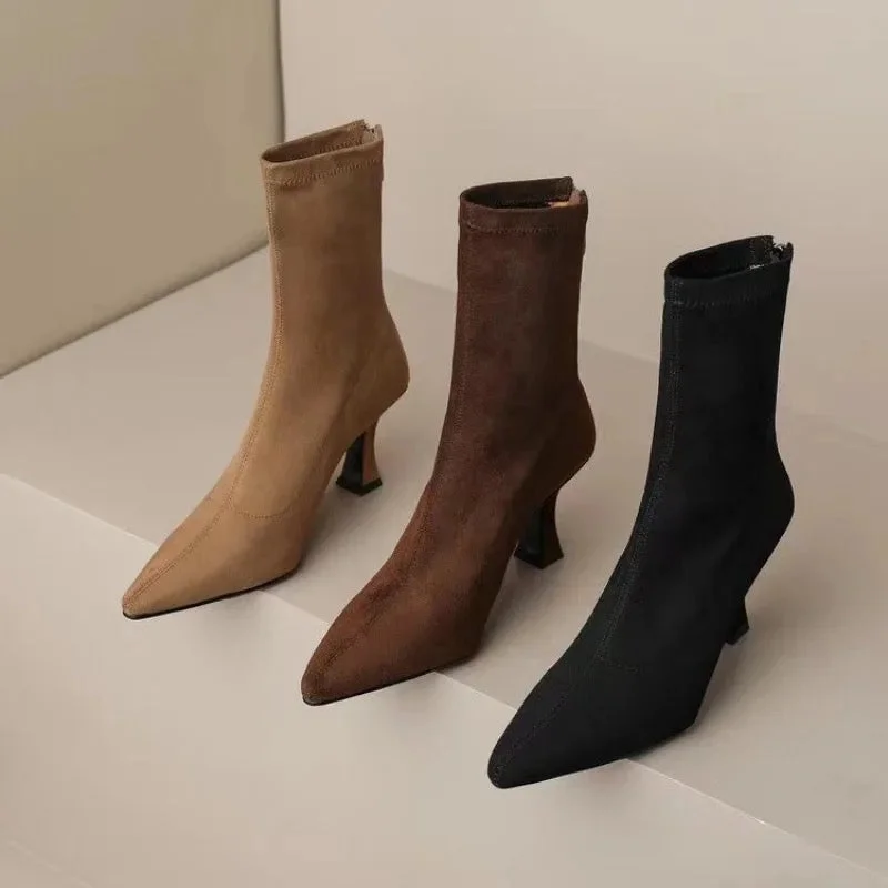 Sweet Girl Ambrose Short Suede Pointed Ankle Boots
