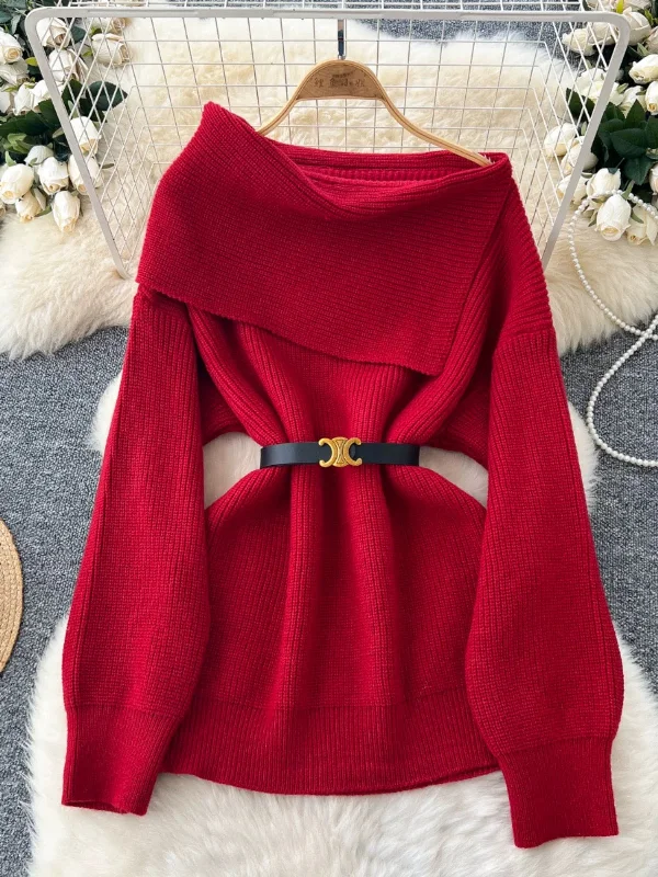 Relaxed Fit Amira Woolen Sweater with Belt