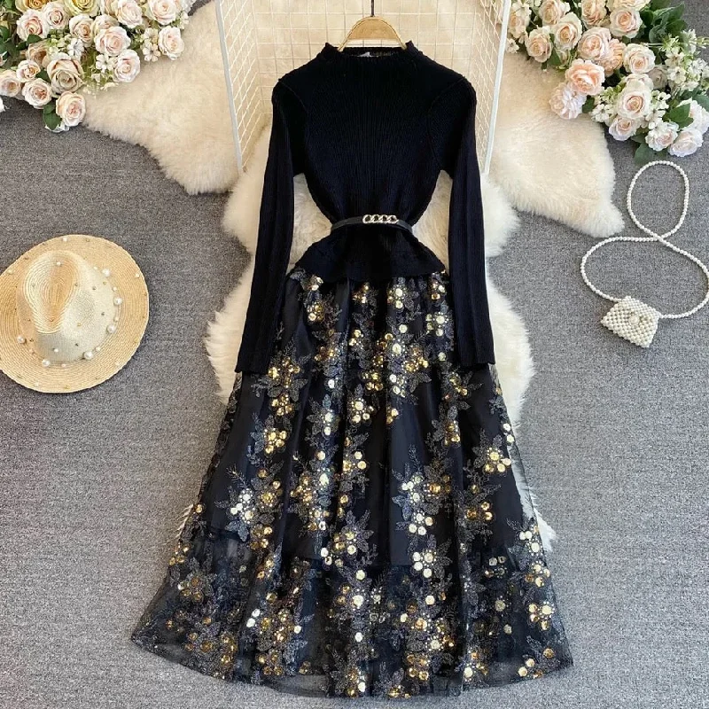 Lazy Style Amistha Pleated Woolen Dress