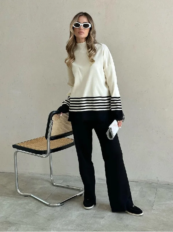 Casual And Versatile Ariana Striped Premium Winter Coord Set - Tracksuit