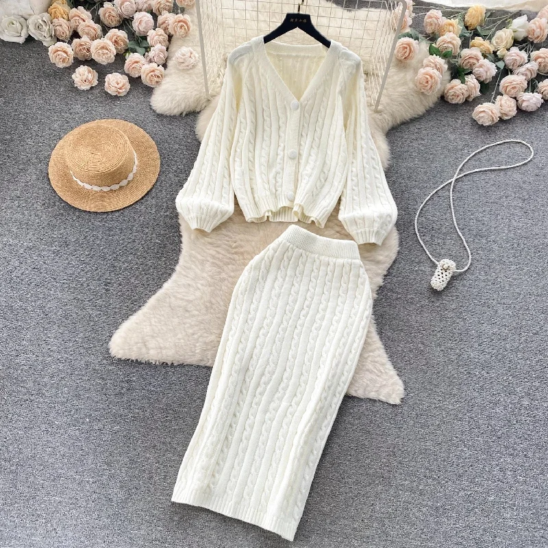 British Style Crystella  Winter Coord Set - Set of Sweater and Skirt